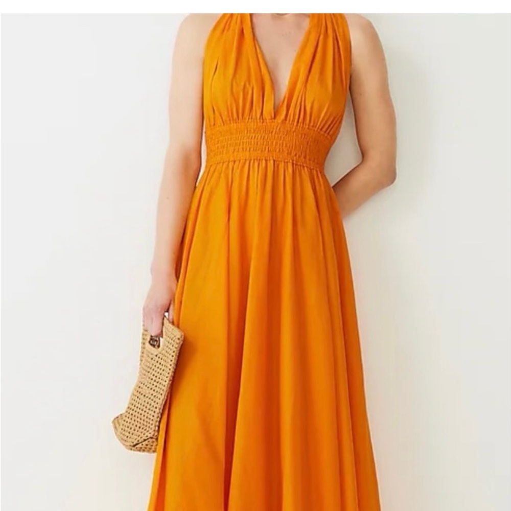 NWT JCrew Twist-back smocked-waist beach dress S